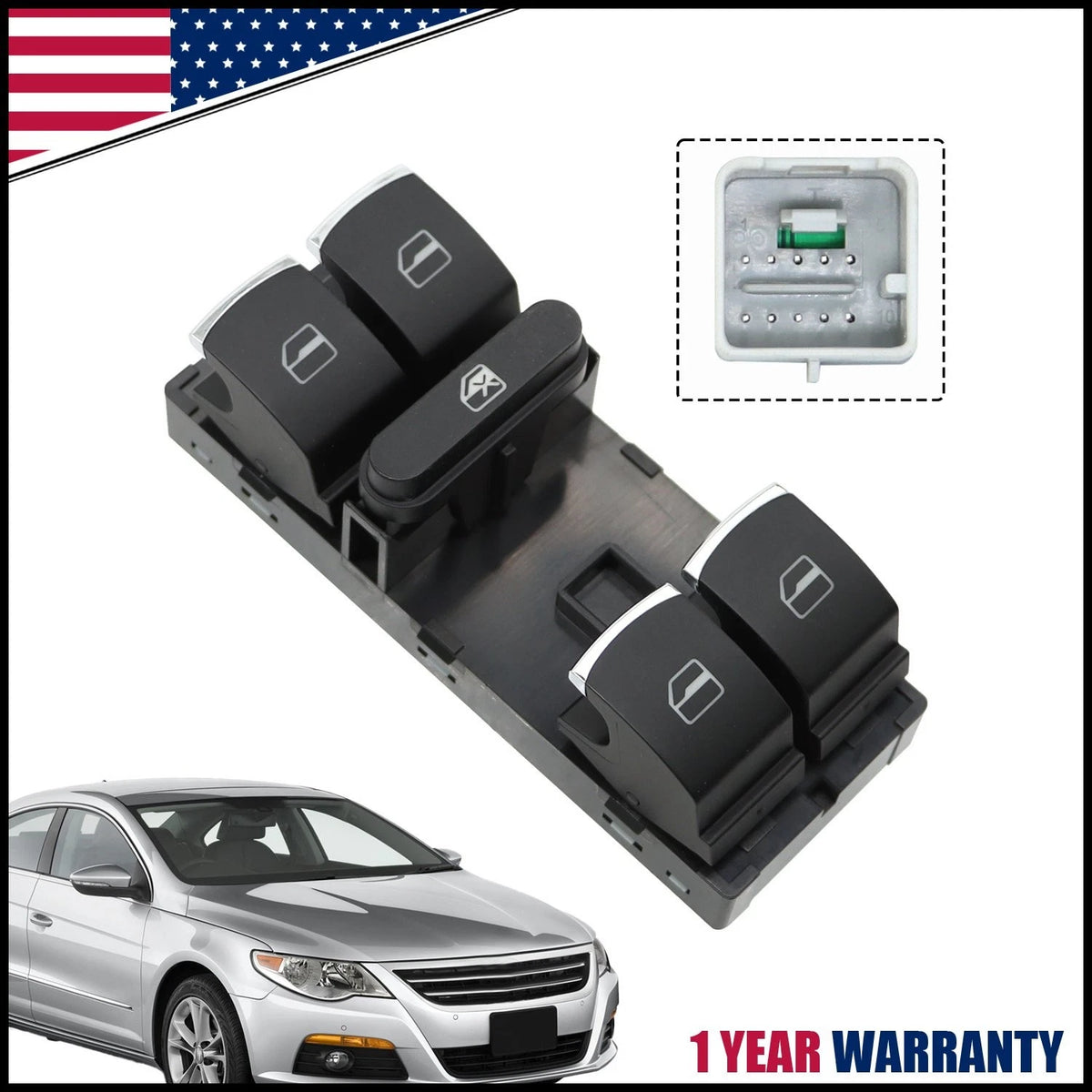 Power Window Switch for Volkswagen Jetta Passat Golf CC Tiguan (2009–2017)
