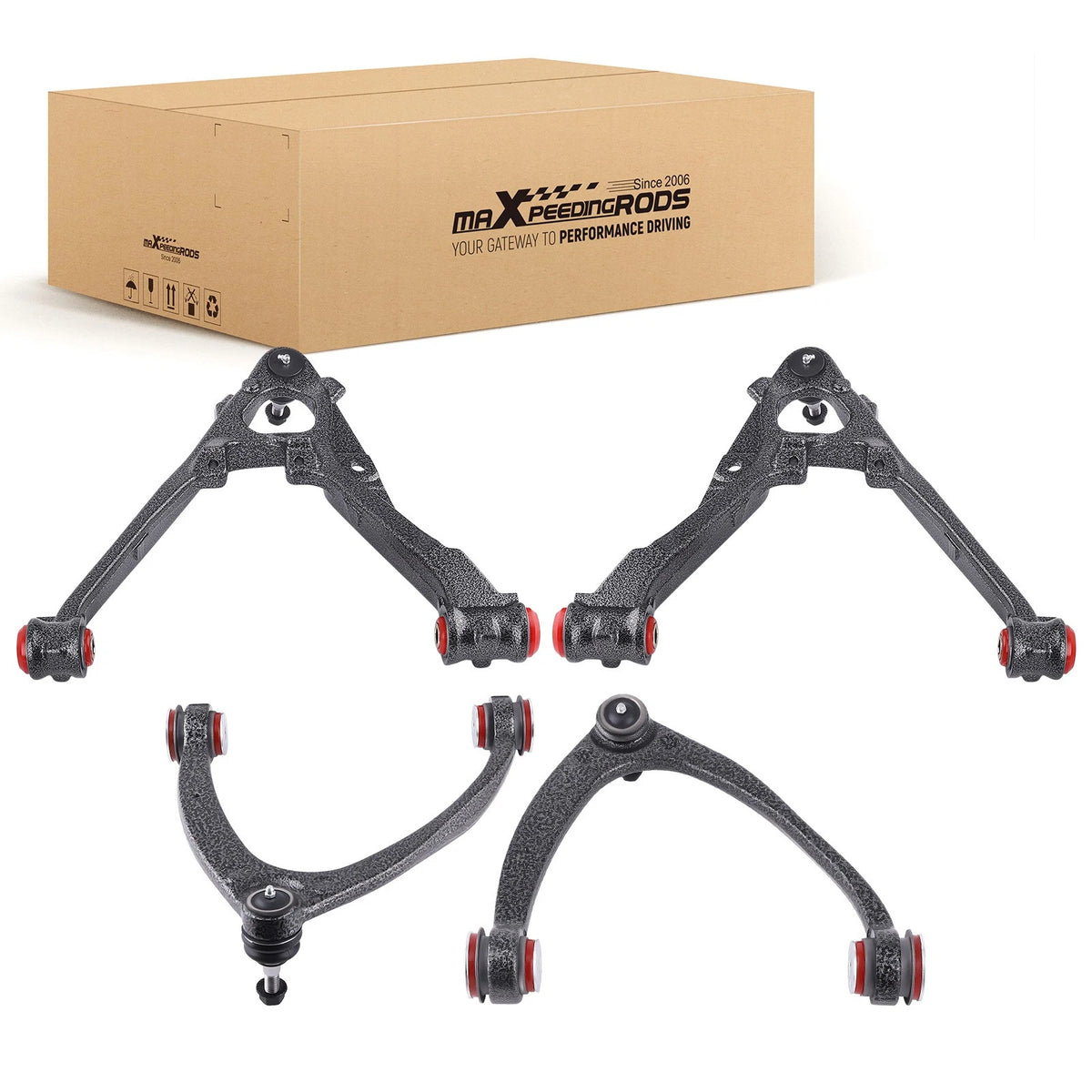 4X Front Upper Lower Control Arms Kit for Chevy Silverado Tahoe GMC Sierra 1500 (2007–2014)
