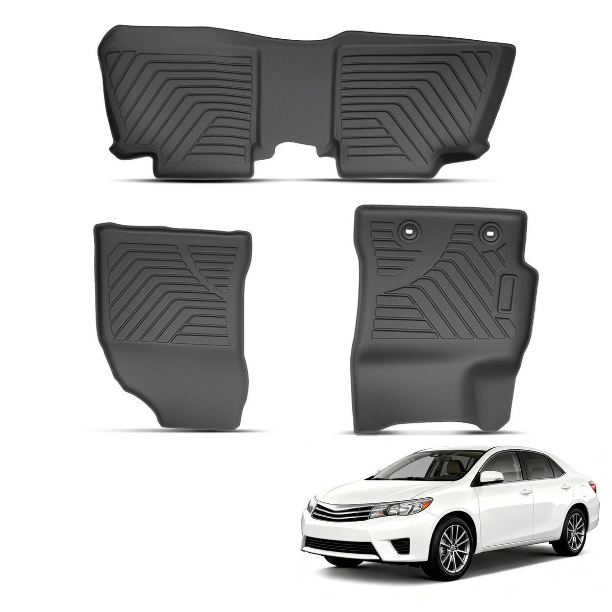 Set of 4 Black TPE Floor Mats for Toyota Corolla Sedan (2014–2019)