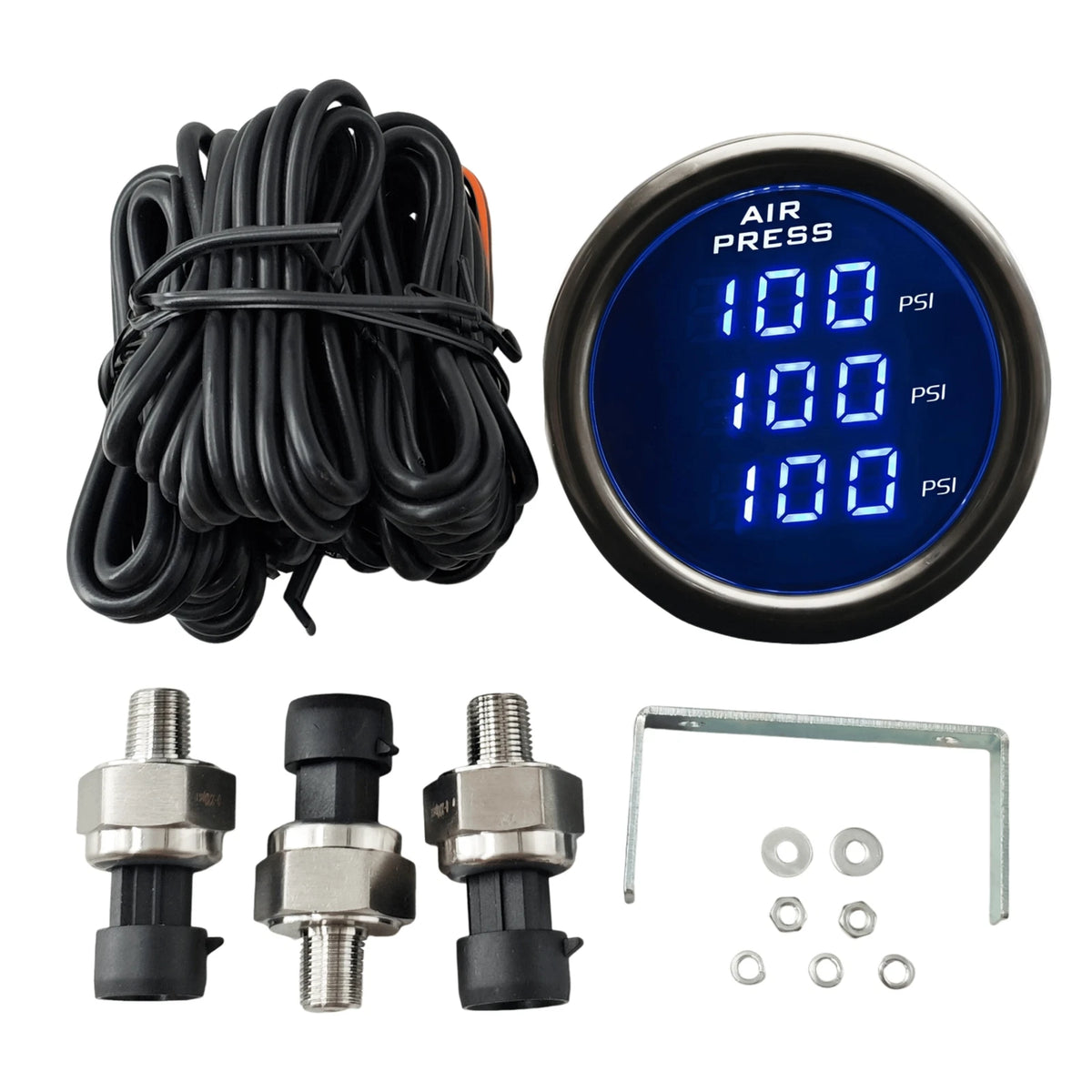 Triple Display Air Pressure Gauge Kit for 12V/24V Car Boat