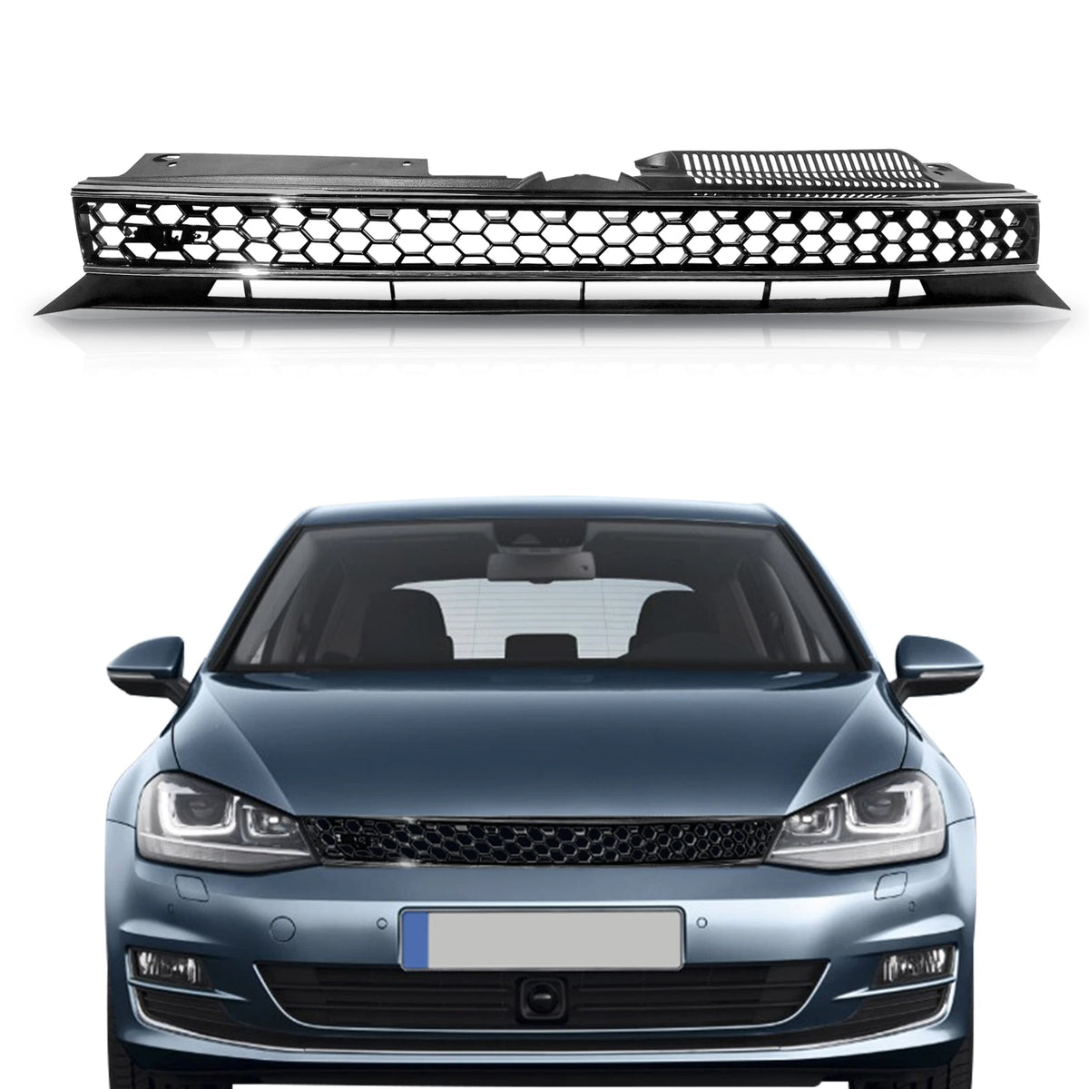 Badgeless Hex Mesh Grille Black for VW MK6 Golf/GTI/Jetta SportWagen (2010–2014)