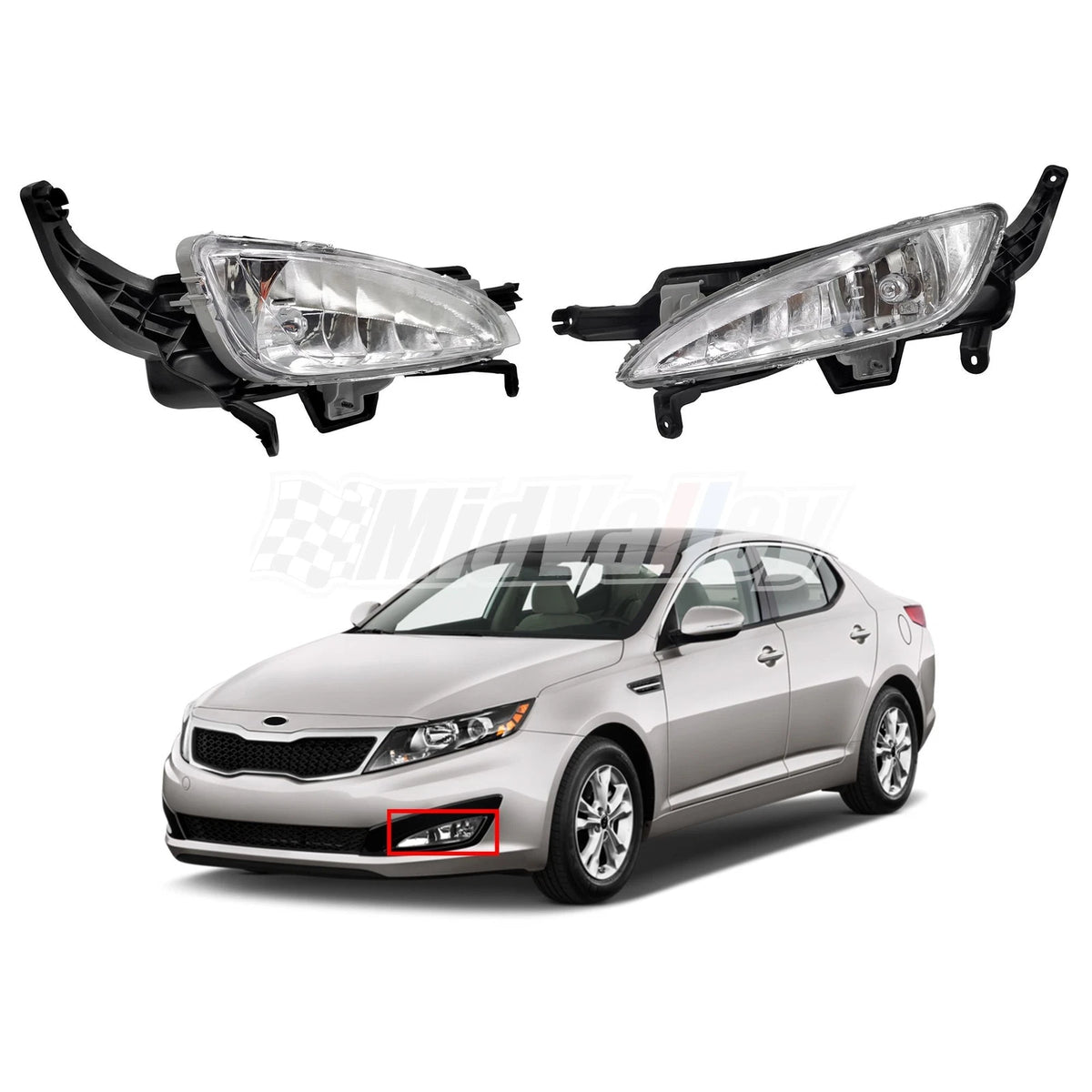 Set of 2 Fog Lights with Bulb for Kia Optima (2011–2013) KI2592124