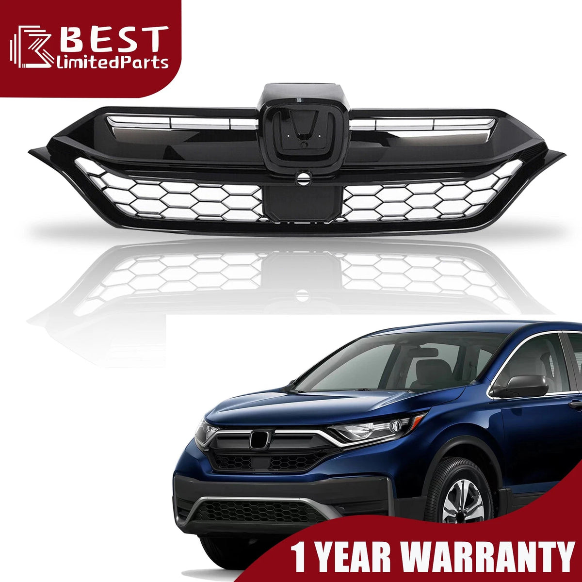 Honeycomb Front Upper Grille with Acc Hole for Honda CR-V (2020–2022)