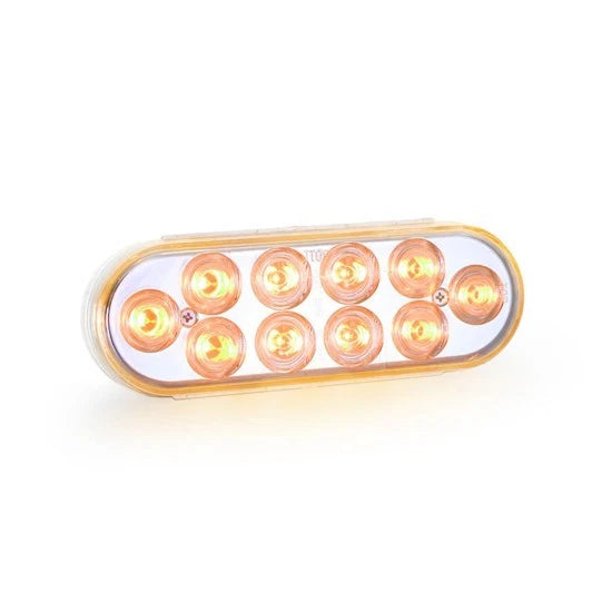 6" Oval Dual Color LED Light for Universal Vehicles (Red White with Amber Strobe)