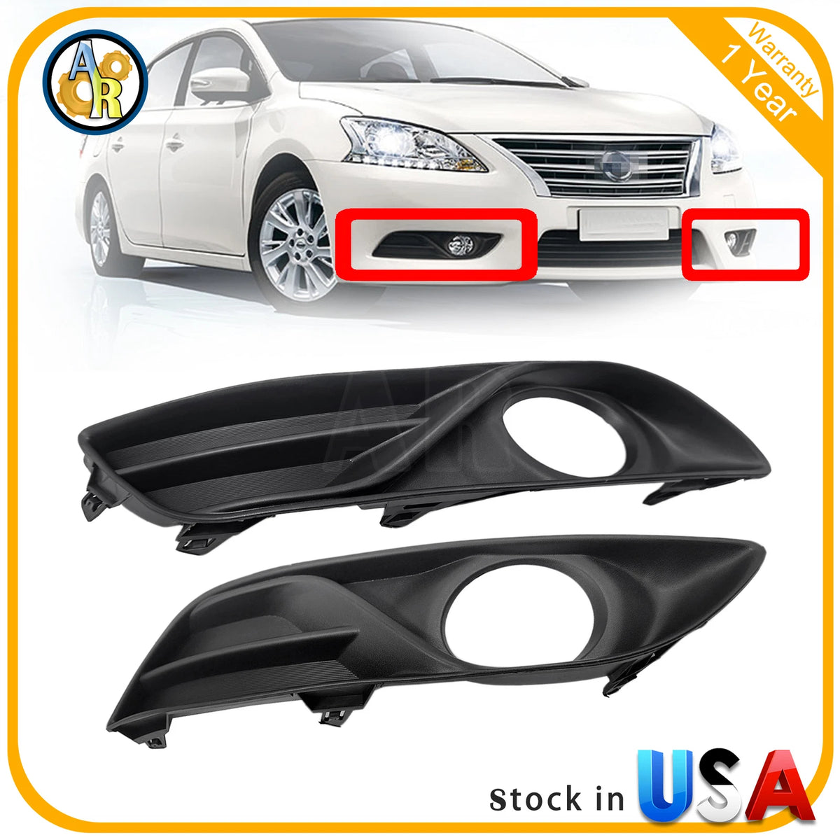 Set of 2 Fog Light Trim for Nissan Sentra (2013–2015) - LH & RH