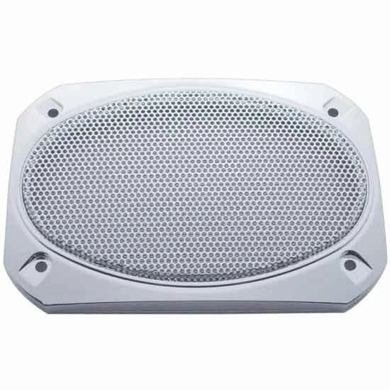 Chrome Rectangular Speaker Screw On Cover for Peterbilt (40987)