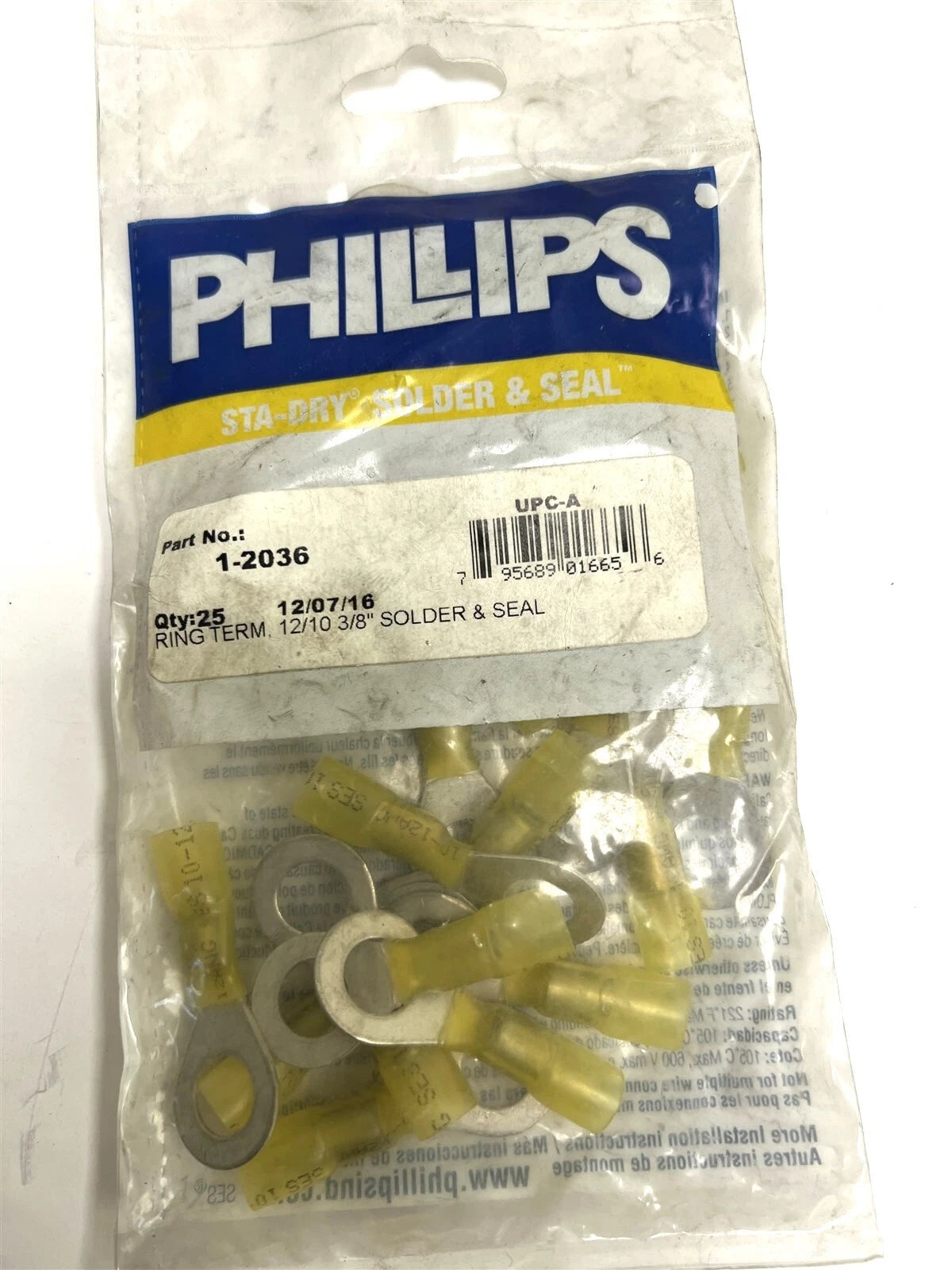 25X Heat Shrink Ring Terminal for Phillips 12-10 Gauge 3/8" Stud