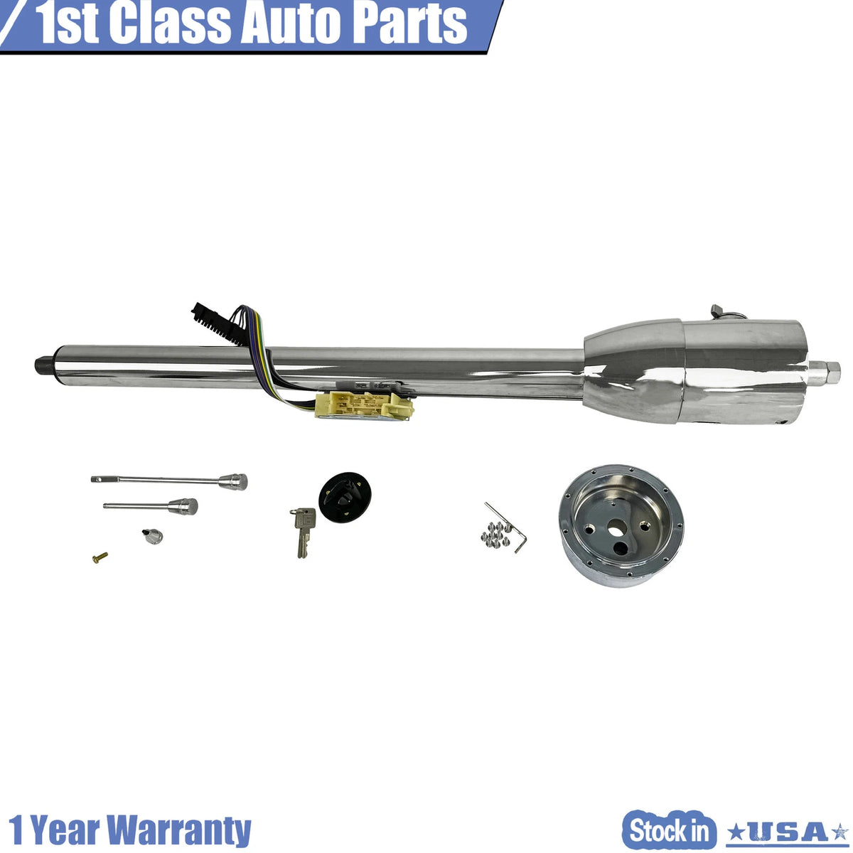 33” Chrome Tilt Steering Column Keyed Floor Shift for Chevy Corvette (1968–1980)