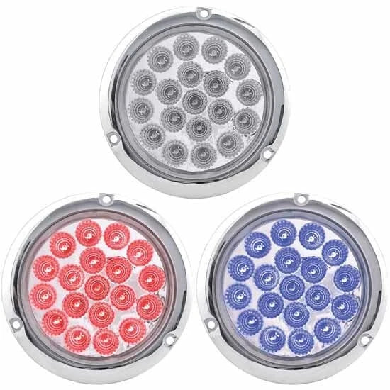 4 Inch Round Dual Revolution Red LED Stop, Tail & Turn Light for Universal