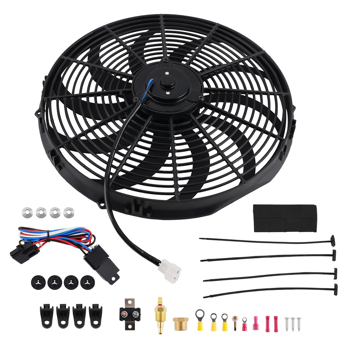 16" Cooling Fan Assembly for Universal Radiator System 3000CFM Black
