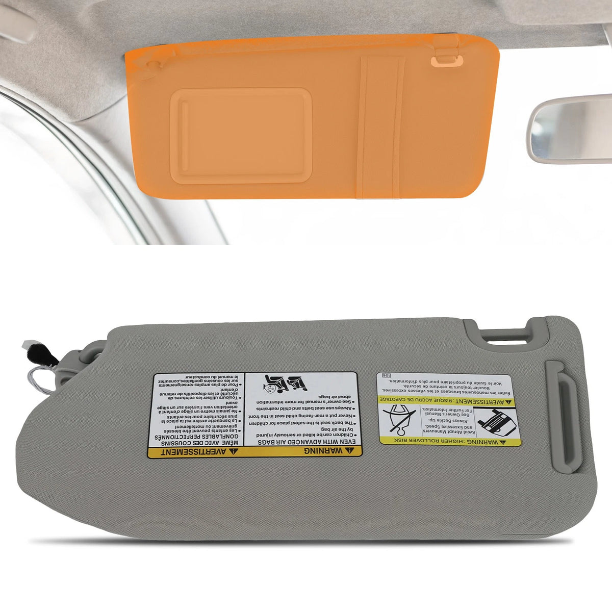 Right Sun Visor w/ Light for Pathfinder QX60 (2013–2018) 964009PB0A Gray