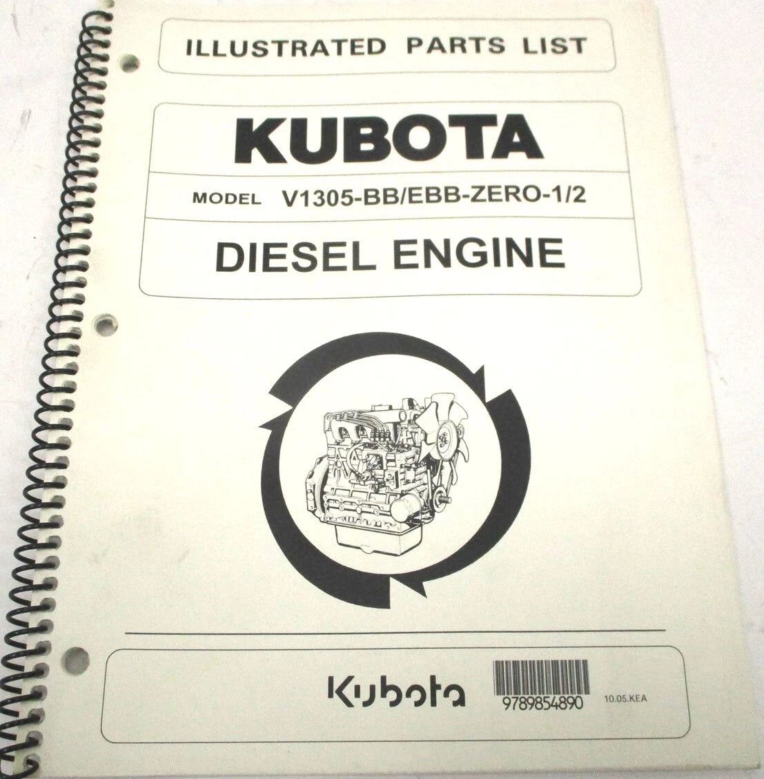 Illustrated Parts List Manual for Kubota V1305-BB/EBB (97898-54890)