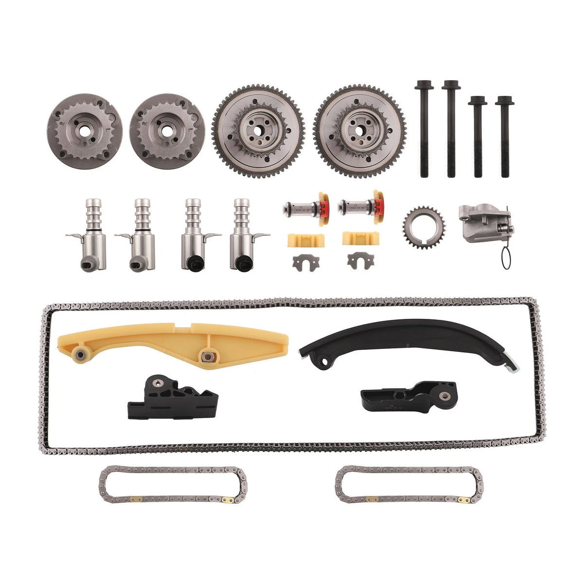 Set of 4 Timing Chain Kit + VVT Solenoid for Ford Lincoln Edge F150 Mustang (3.5L)