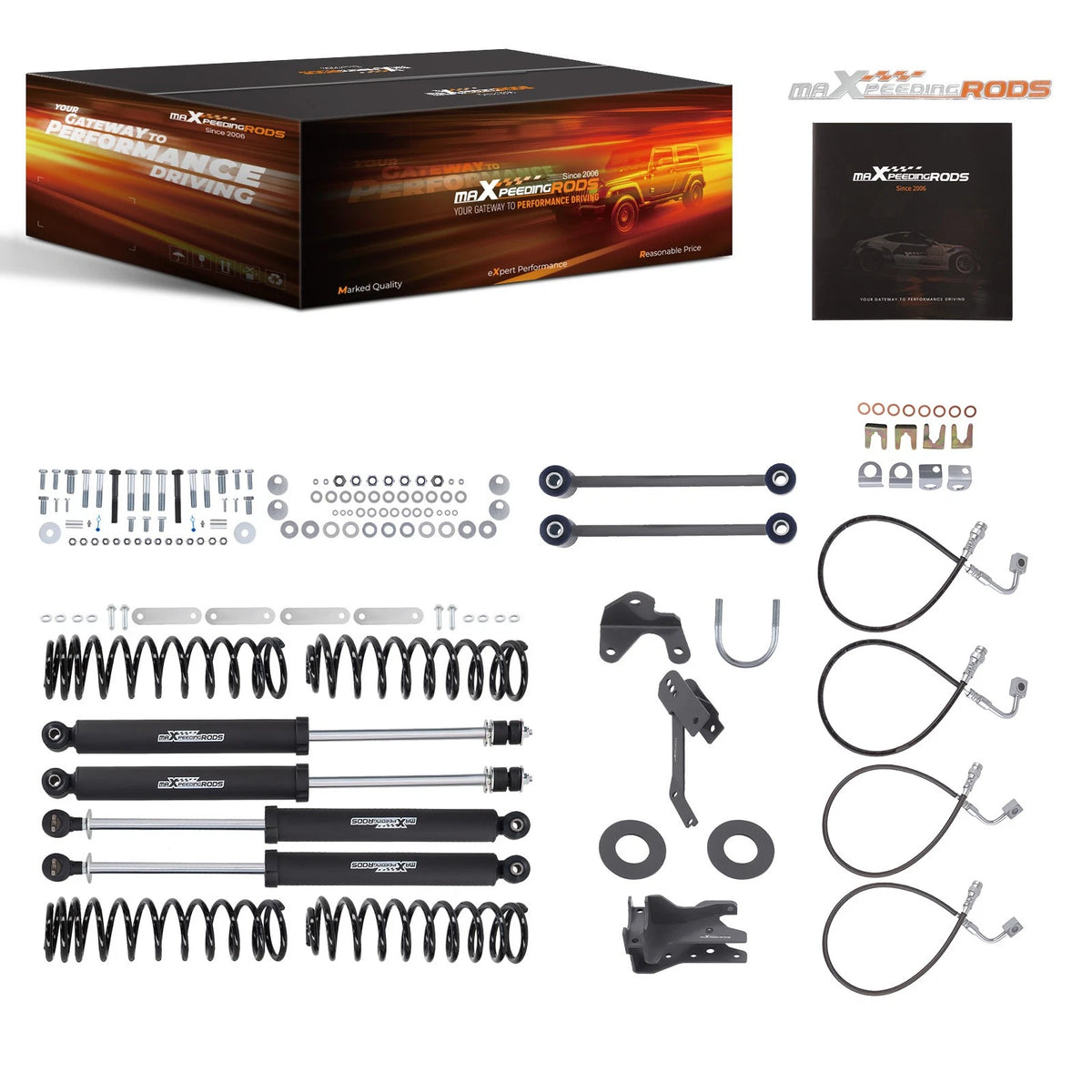 4" Lift Kit for Jeep Wrangler JK Unlimited (2007–2018) - Brake Lines & Shocks