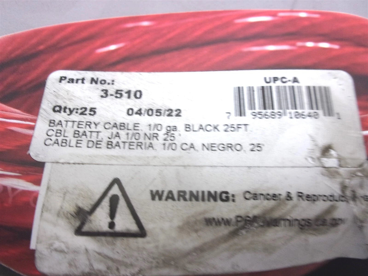 3-510 Phillips Battery Cable for - 1/0 Gauge, 25'