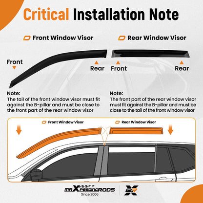 Set of 4 Front Rear Window Guards for Ford Escape (2013–2019) Rain Deflectors
