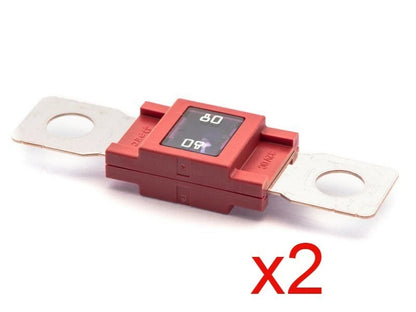 Set of 2 Bolt On 80 Amp Fuses for MEGA AMG Type (Flosser 8048080)