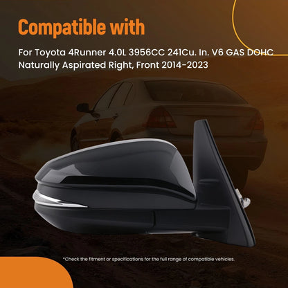 Right Mirror for Toyota 4Runner (2014–2023) Signal Puddle Light TO1321312