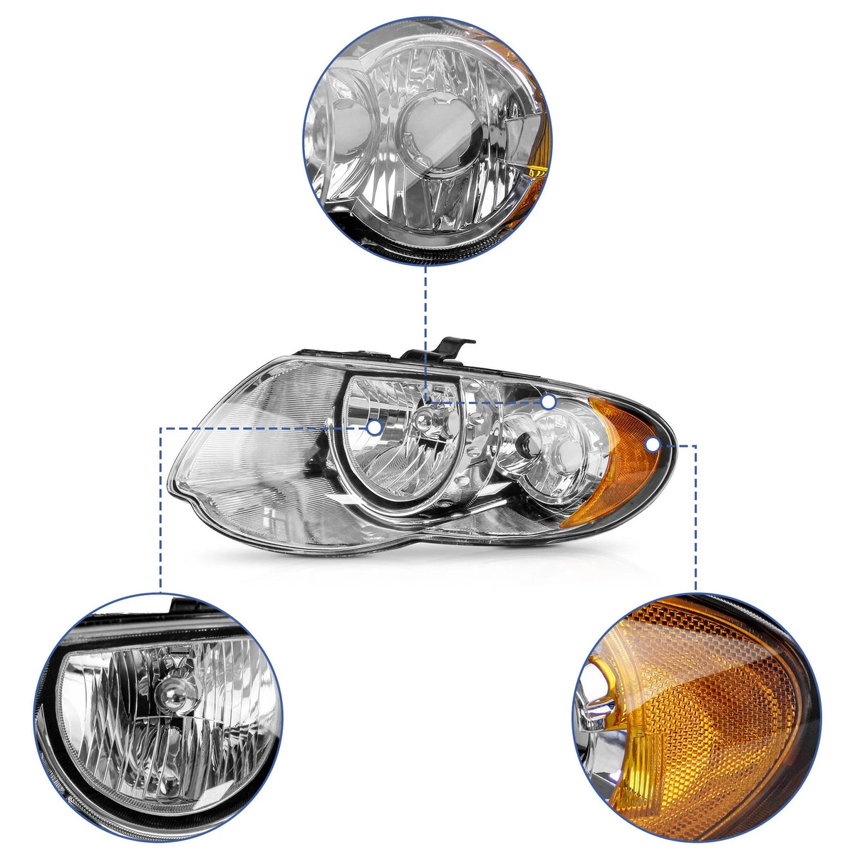 Pair Headlight Set for Chrysler Town & Country (2005–2007) 10820277