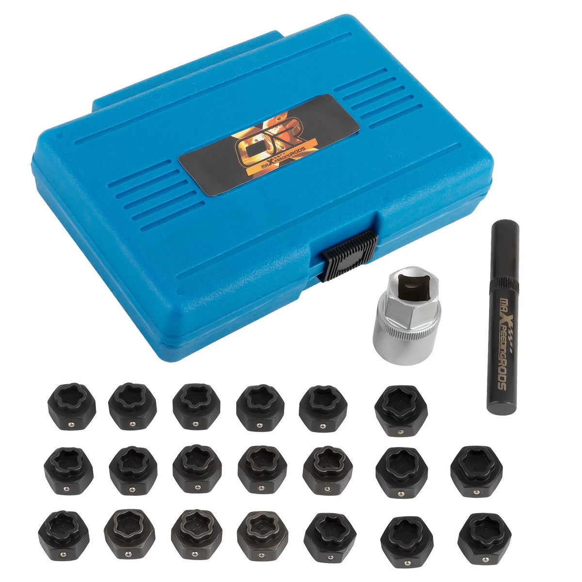 22pc Socket Wheel Lock Key Set for BMW (041-060) 1/2 Drive 21mm Hex
