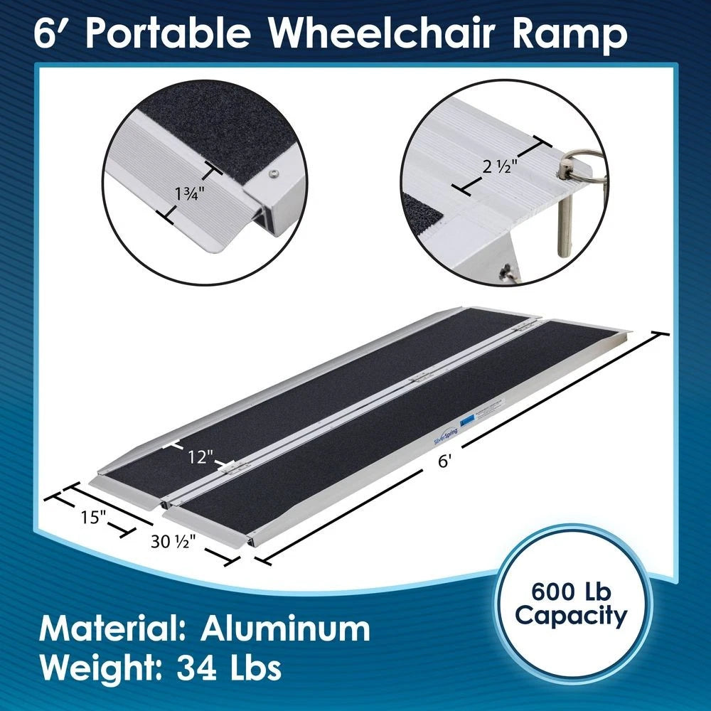 6' Aluminum Folding Mobility Wheelchair Scooter Ramp