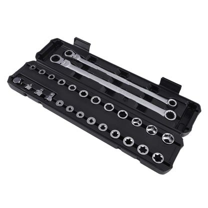Set of 27 Extra Long Flex Head Ratcheting Wrenches 8-22mm