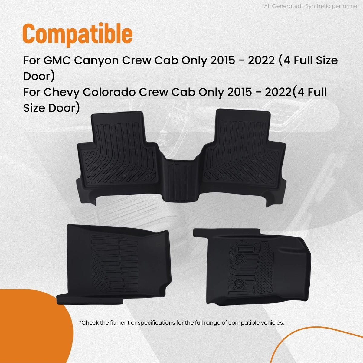All Weather TPE Rubber Floor Mats for GMC Canyon/Chevy Colorado (2015–2022)
