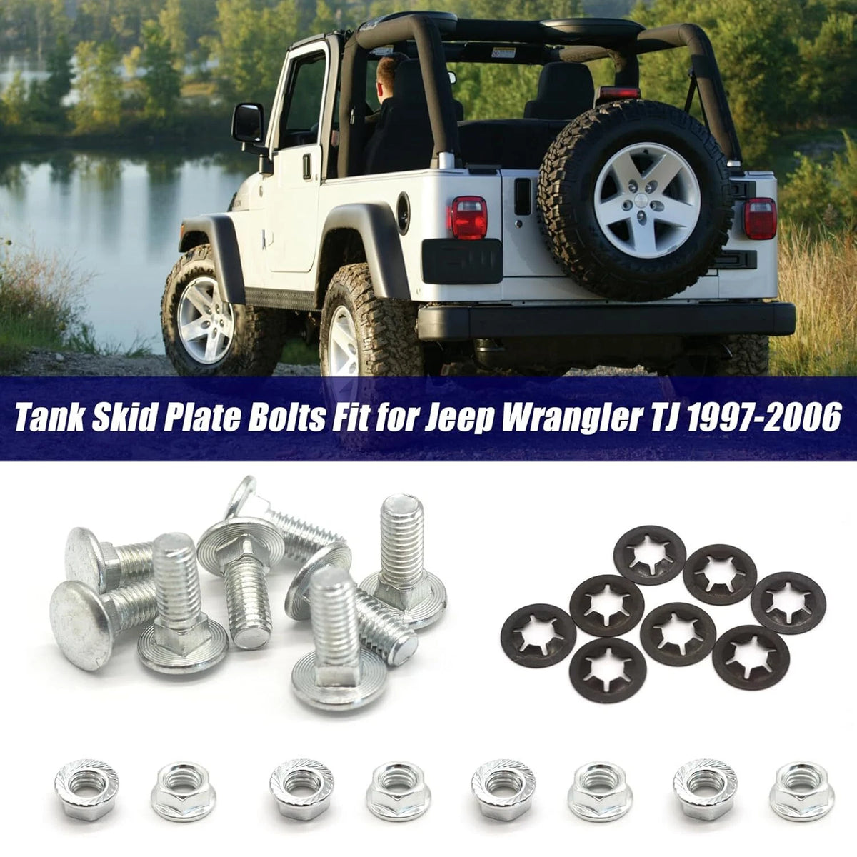 Set of 8 Gas Tank Skid Plate Bolts for Jeep Wrangler TJ/LJ (1997–2006) Grade 8 Zinc