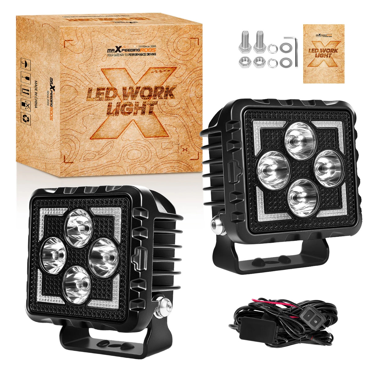 3 Inch 50W LED Work Light Spot Flood Combo for Off-Road Truck UTV Tractor