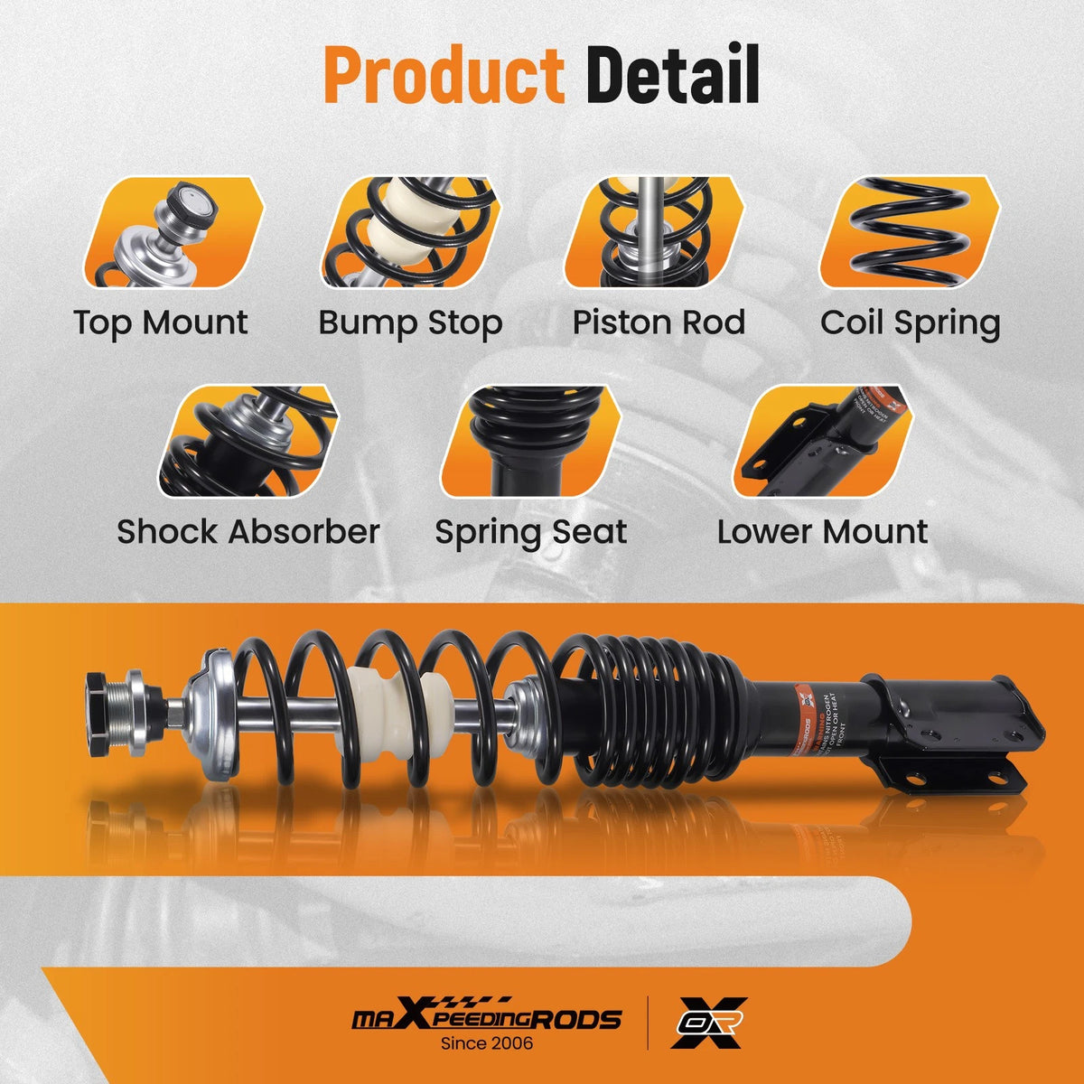 2pcs Front Coil-Over Shocks for Can-Am Outlander Max 500 HO/Max 500XT (2007–2009)