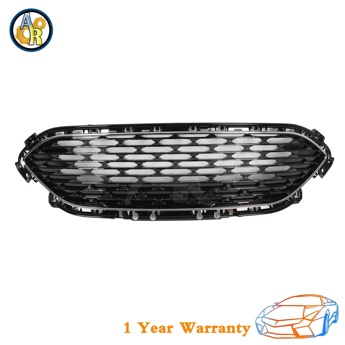 Front Grille for Ford Escape (2020–2021) Glossy Black with Chrome Trim