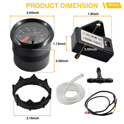 52mm Boost Vacuum Pressure Gauge -30-30 PSI for SUV (12V)