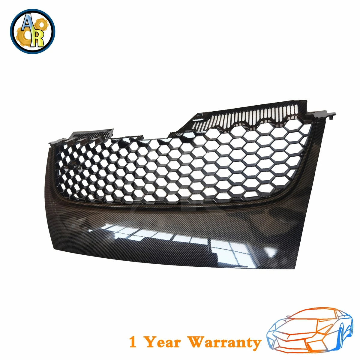 Main Upper Grille HEX Mesh Carbon Fiber Print for VW MK5 Jetta/GLI/GTI (2006–2009)