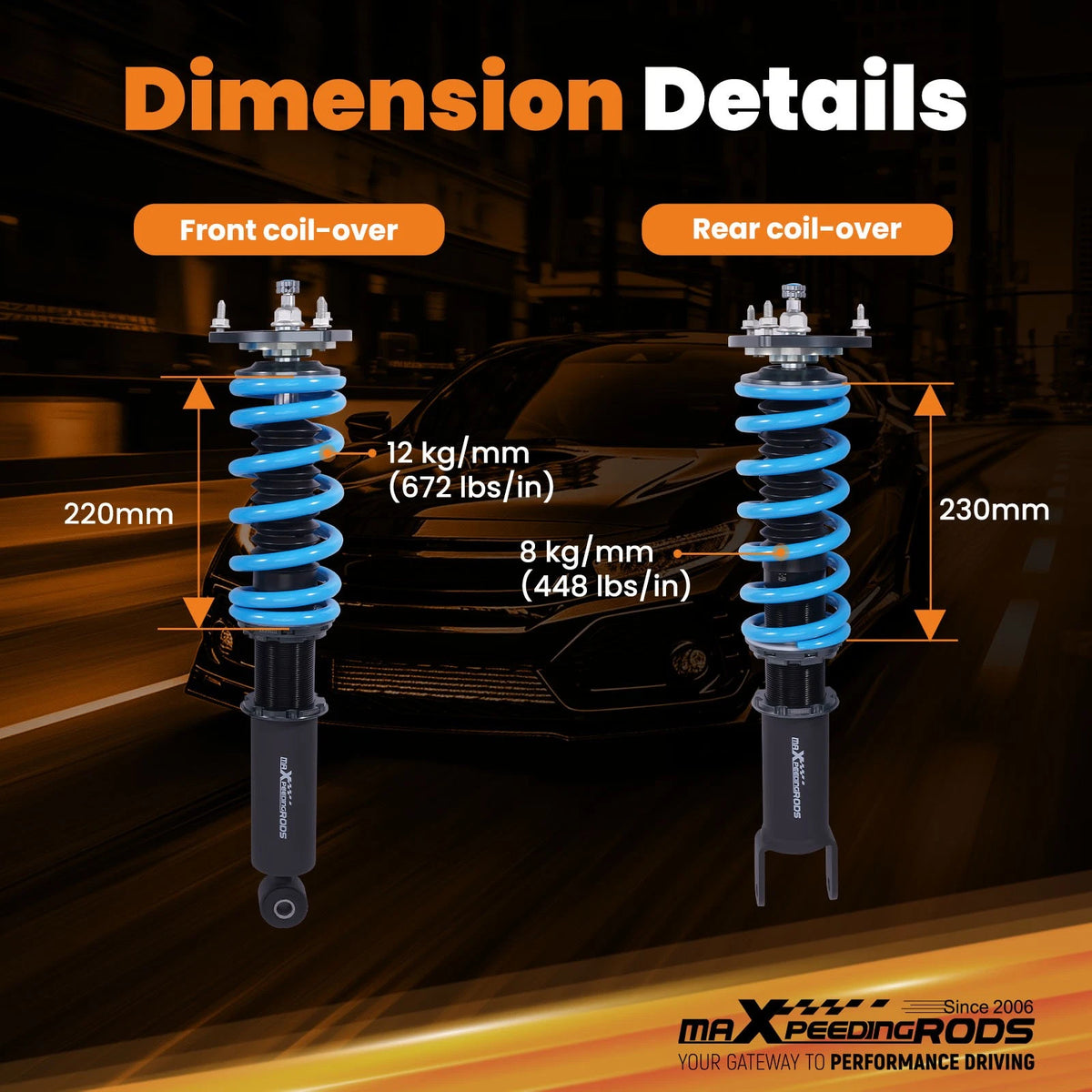 Coilovers 24 Way Suspension Kit for Infiniti Q50 (2014–2023) RWD