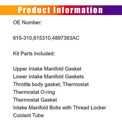 Intake Manifold Gasket Kit & Thermostat for Ram 1500 Laramie (2002–2008)