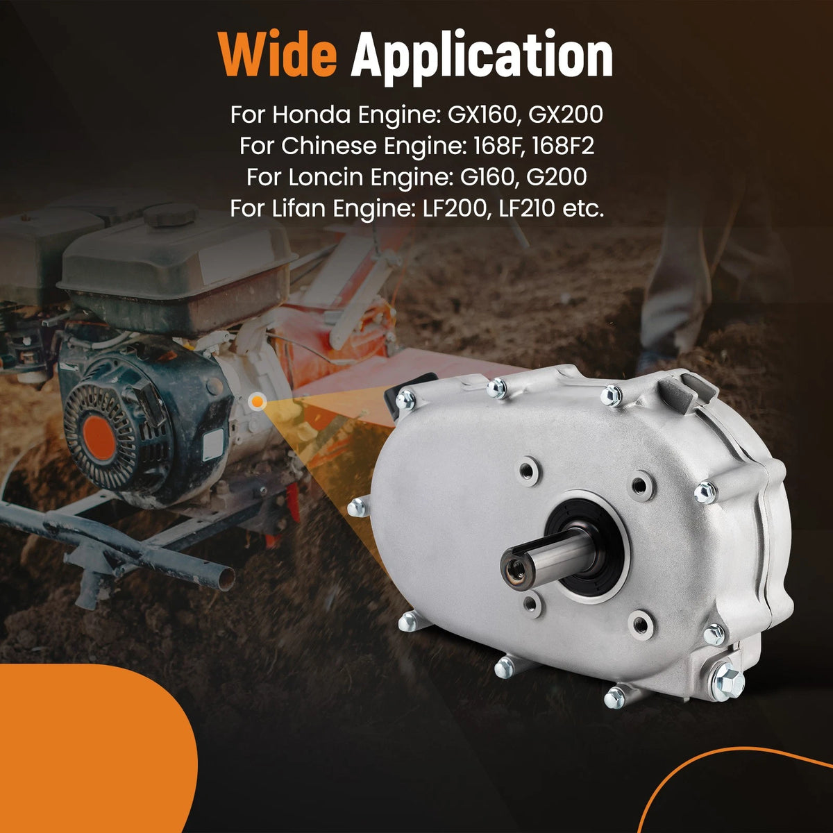 2:1 Reduction Gearbox + Wet Clutch for Honda GX160 GX200 (5.5HP)