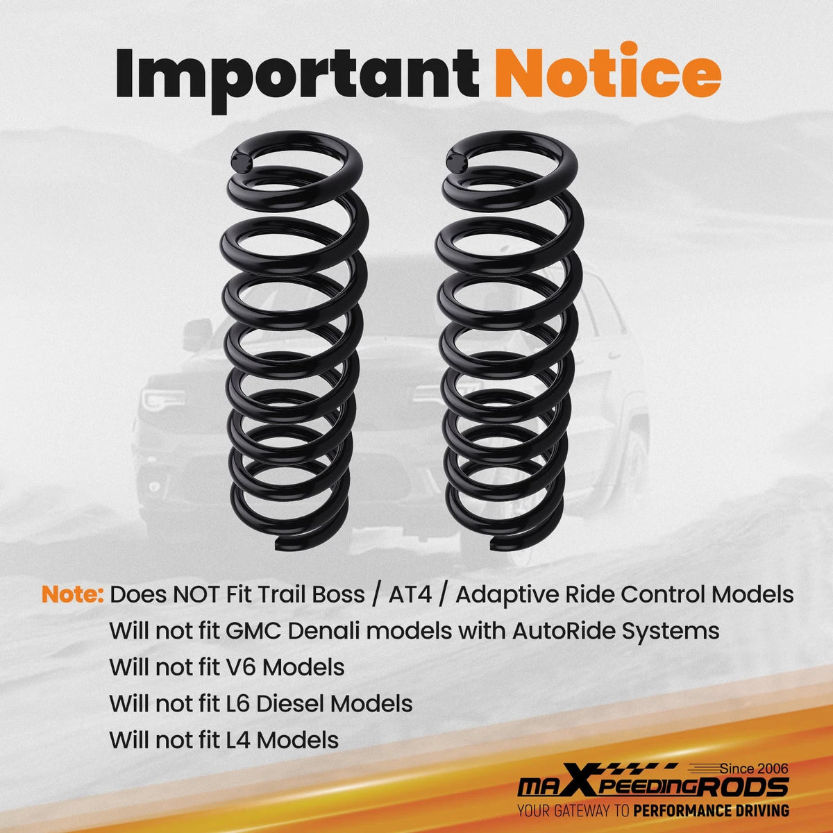 Front Coil Springs 3" Drop for GMC Sierra, Chevrolet Silverado 1500 (2019–2022)