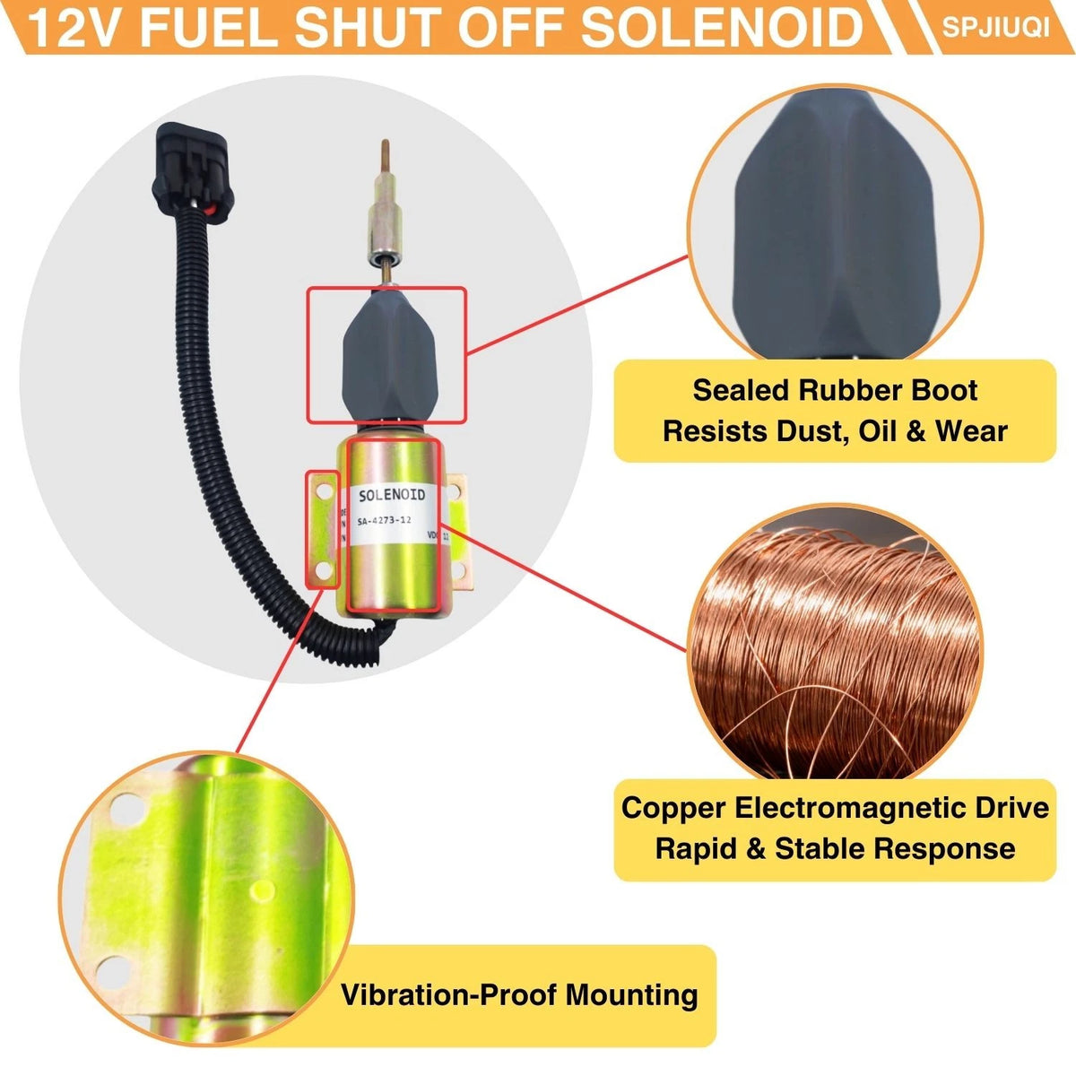 Fuel Shutoff Solenoid for Ford Truck (1994–2003) F3HZ-9A594-A, SA-4273-12V