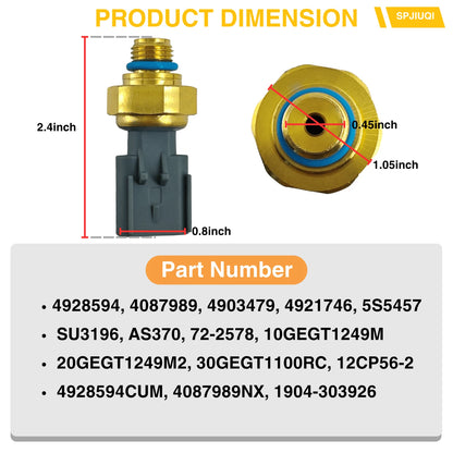 Exhaust Gas Pressure Sensor for Cummins ISX ISM ISC ISL ISB ISF (2007–2023)