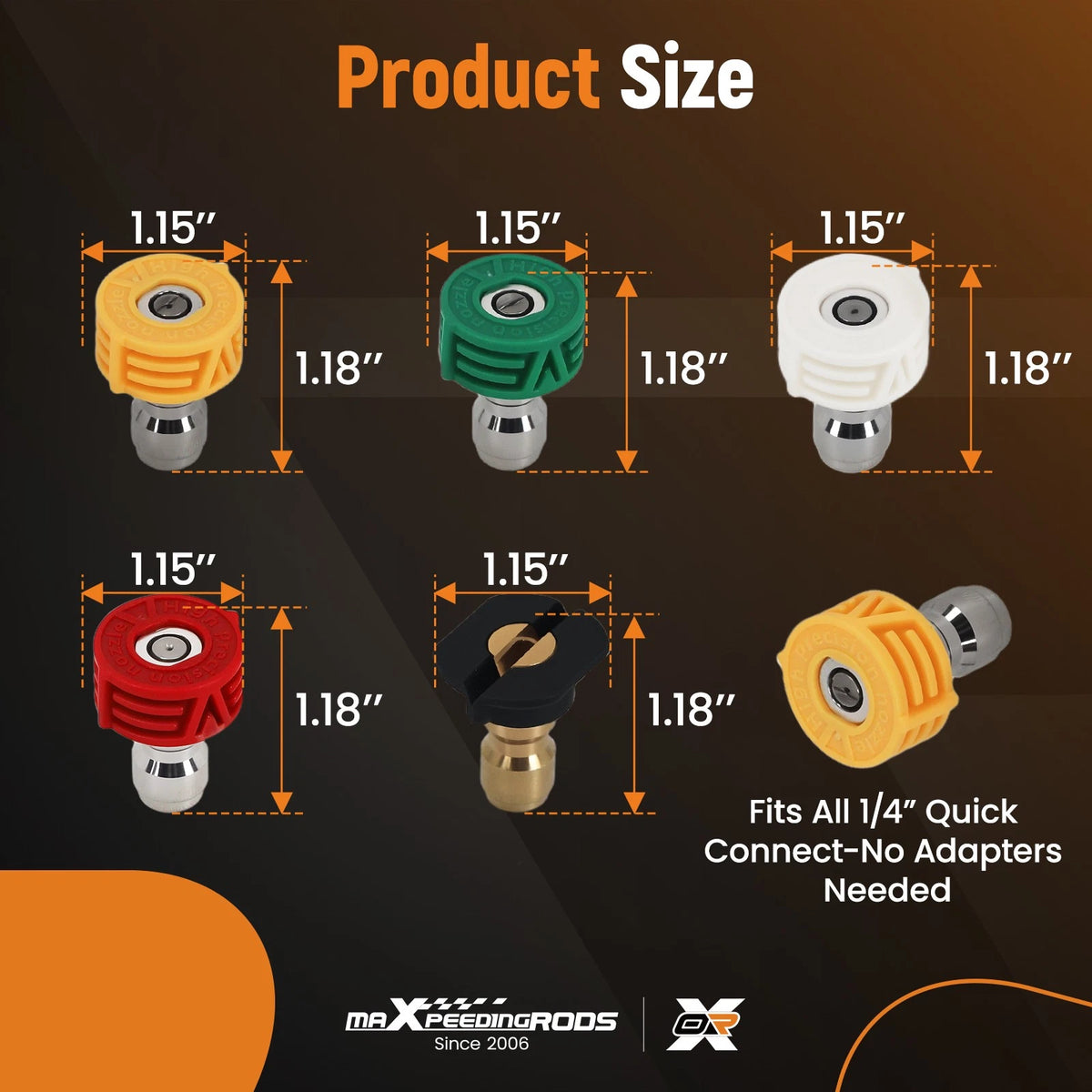 5 Pack Pressure Washer Spray Nozzles for Multi Angle (4000 PSI)