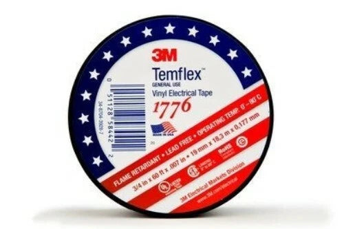 3M 58442 Temflex Black Vinyl Electrical Tape 3/4" x 60'