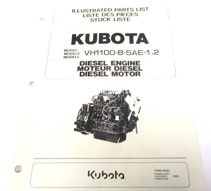 Illustrated Parts List for Kubota VH1100-B-SAE-1,2 Diesel Engine (97898-50540)