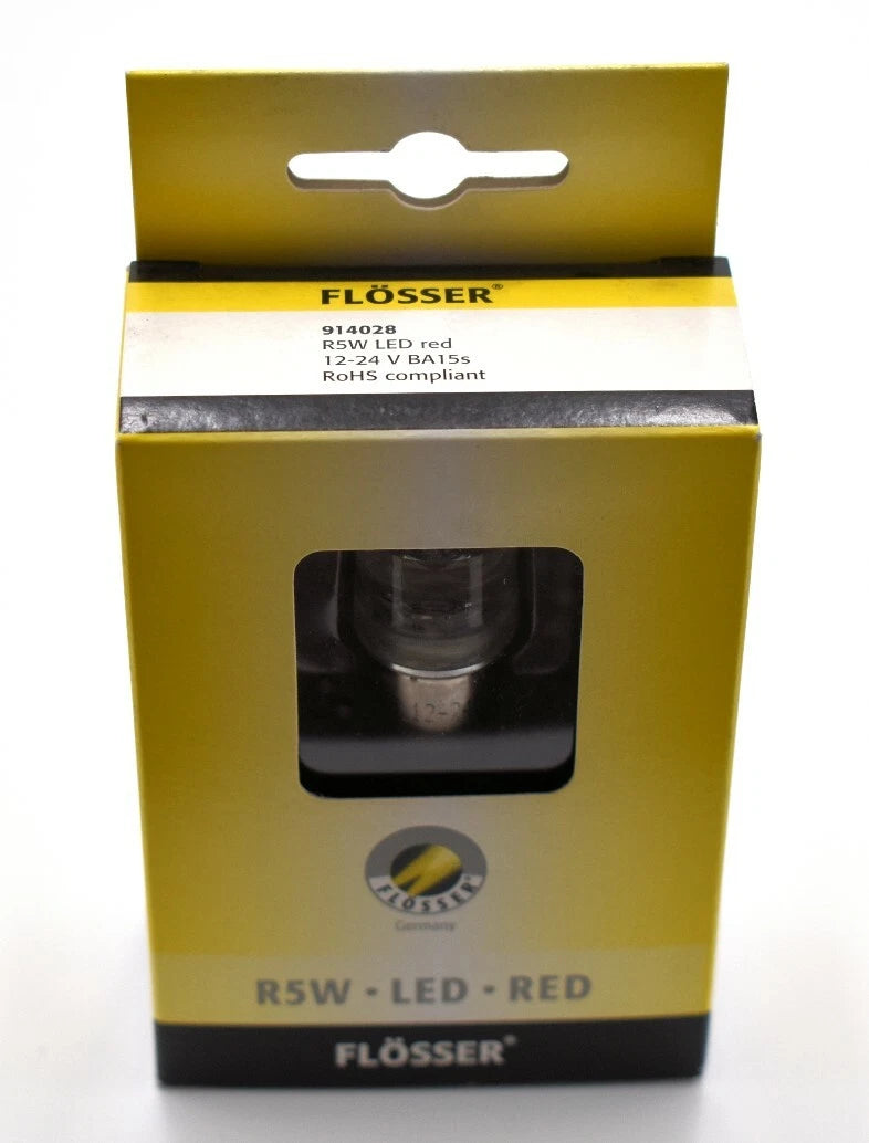 Flosser 914028 Red BA15S 12V 5W LED Mini Bulb for (67–89)