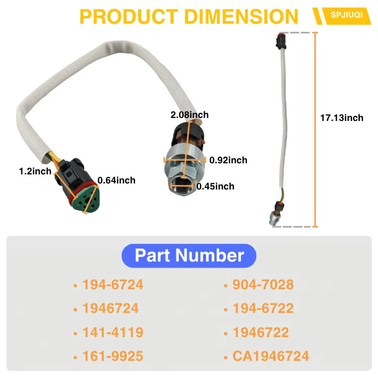 Oil Pressure Sensor 1946724 for Caterpillar CAT C7 C12 C15 C16 3126B 3406E 3408E