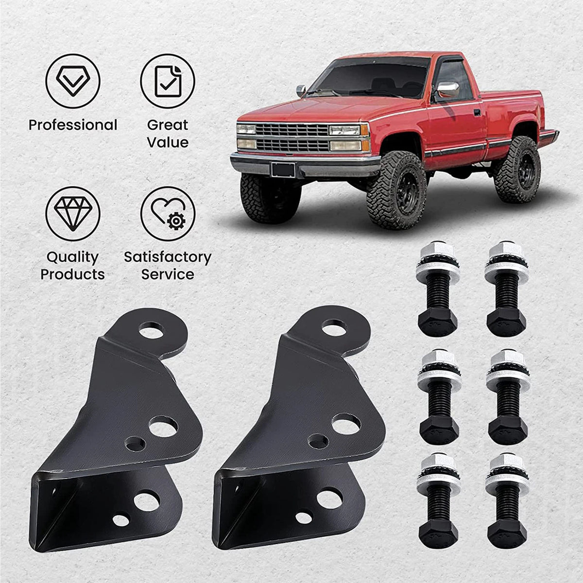 3"-5.5" Rear Shock Extender Brackets for Chevy Silverado Sierra C1500 (1988–1998)