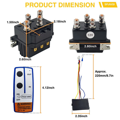 8000LB 12V Winch Solenoid Relay Contactor w/ 2X Wireless Remote Controller