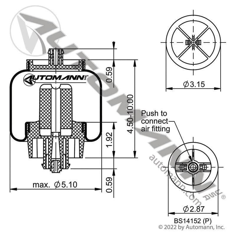 Air Spring for Automann ABSZ70-7205 (MN)