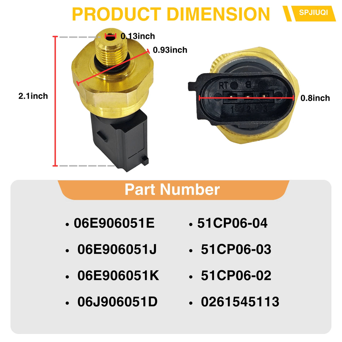 Fuel Oil Pressure Sensor Regulator for Audi A3 A4 A6 Q5 TT TT Quattro (2006–2023) 06E906051K