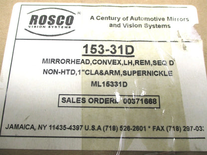 Left Hand Remote Convex Mirror Head for Rosco (153-31D, 2599507C1)