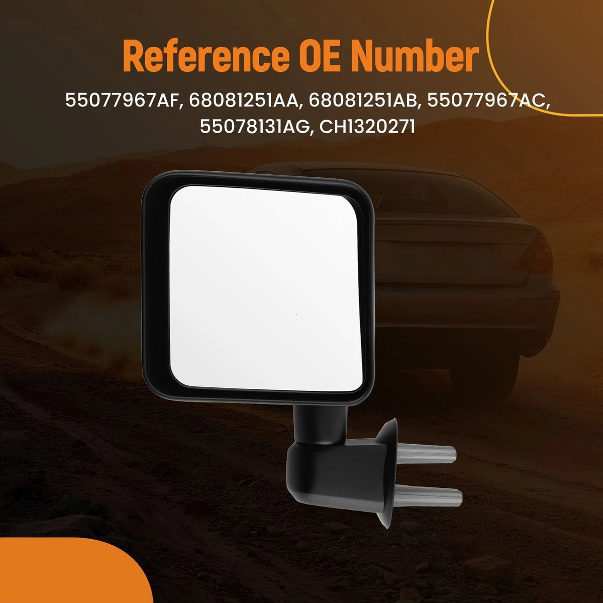 Left Manual Side Mirror for Jeep Wrangler JK (2007–2018) Textured Black